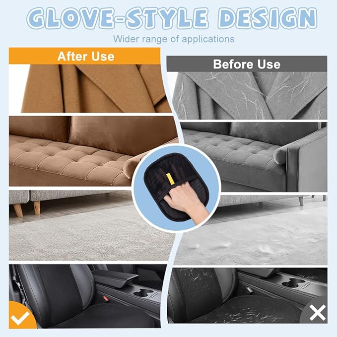 pet Hair Removal Glove for Pet Hair Remover, A Comb for Dog&cat and One More Keychain Used for Storing Commemorate Puppy Haris.for Clothing, Couch, Carpet, Car Seat(Black)
