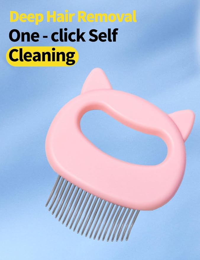 Cat Comb Pet,Short Hair Removal Massaging Shell Comb Long Hair Removal Soft Deshedding Brush, Grooming And Shedding Matted Fur Remover Massage Dematting Tool for Dog Puppy Rabbit（Pink）