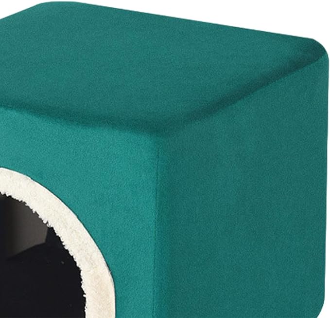 Baoblaze Cat House Cat Bed for Hideaway Furniture Sturdy Covered Cat Bed Cave Pet Condo for Cats Exercising Sleeping, Dark Green