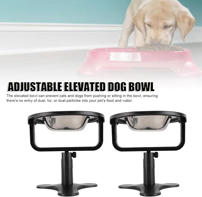 Raised Cat Food Bowl, Height Adjustable 0 to 20 Degree Tilted Food and Water Feeding Dishes for Cats Kitten Puppies