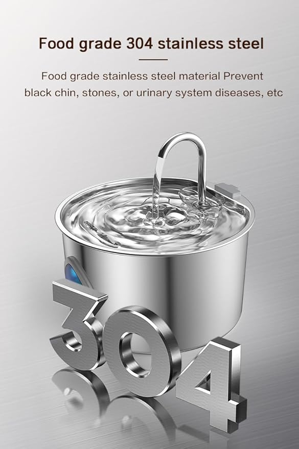 2026 New Dog Water Fountain (3.2L/108OZ), Quadruple Filtration, 304 Stainless Steel Cat/Dog Water Fountain, Super Quiet Smart Automatic Circulating Pet Feeder (1PC+2Filters)