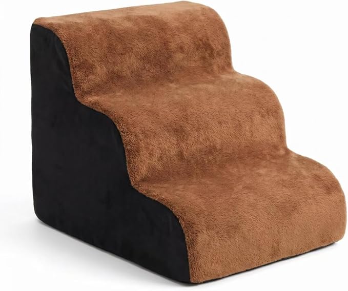 Dog Stairs for Small Dogs，35D Pet Stairs Steps 15” H with Durable Non-Slip Waterproof Fabric Cover, Slope Stairs to Bed for Small Dogs and Cats or Pets Joints, 3 Step Dog Ramp for Couch and Bed