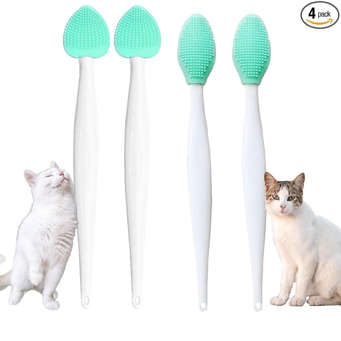 JGocot Cat Grooming Essentials - Black Seed Exfoliating Brush, Soft Silicone Double-Sided Scraper for Chin Acne and Cleaning (4PCS)