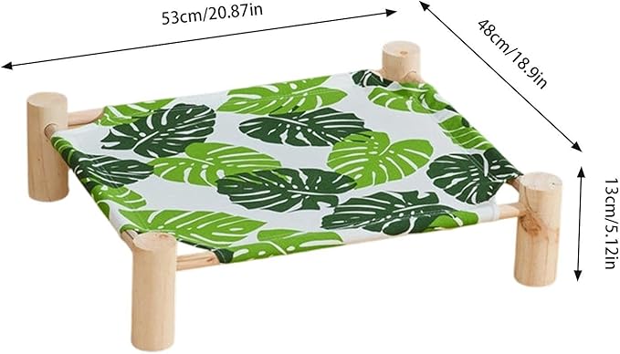 Raised Cat Bed - Wooden Dog Elevated Indoor Outdoor Bed, Cat and Dog Hammock Cot, Removable Sleeping Furniture for Home Living Room Apartment Dorm Outdoor Patio Balcony Porch Corner
