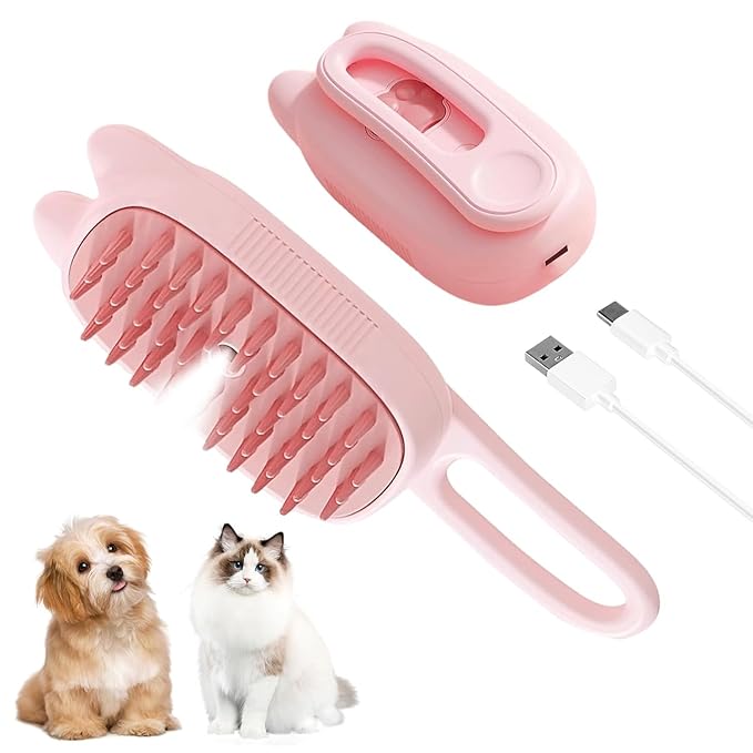 2026 New Steam Brush for Cats, 3 in 1 Steam Comb for Shedding Dog Pet Hair Cleaning Brush for Spray Dog Grooming for Long & Short Haired Pets – Cat Hair Spritz Defur Comb