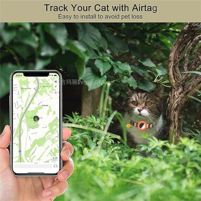 AirTag Cat Collar – Lightweight Breakaway Woven Cat Collar with Secure Holder for Apple AirTag, Adjustable with Bell for Cats & Kittens (Twilight Bloom) | Amazegoods