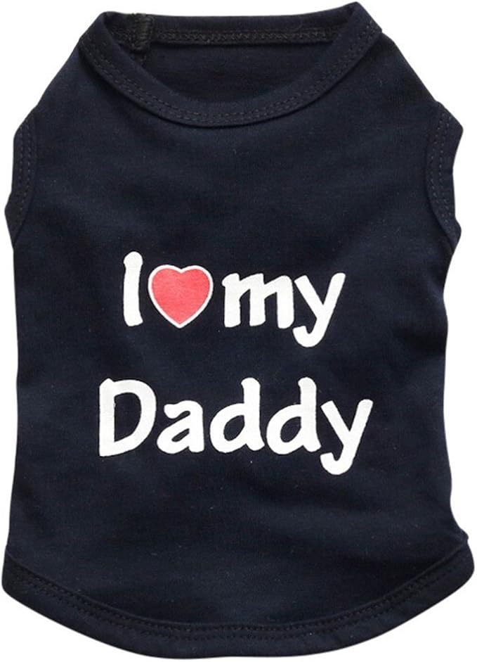 Pet Dog T-Shirt I Love My Daddy Mommy Vest Gift Costume Clothes for Small Puppy Cat Kitten Yorkshire Chihuahua Poodle Teacup Terrier Rabbit Baby Dogs (L, Black-D)
