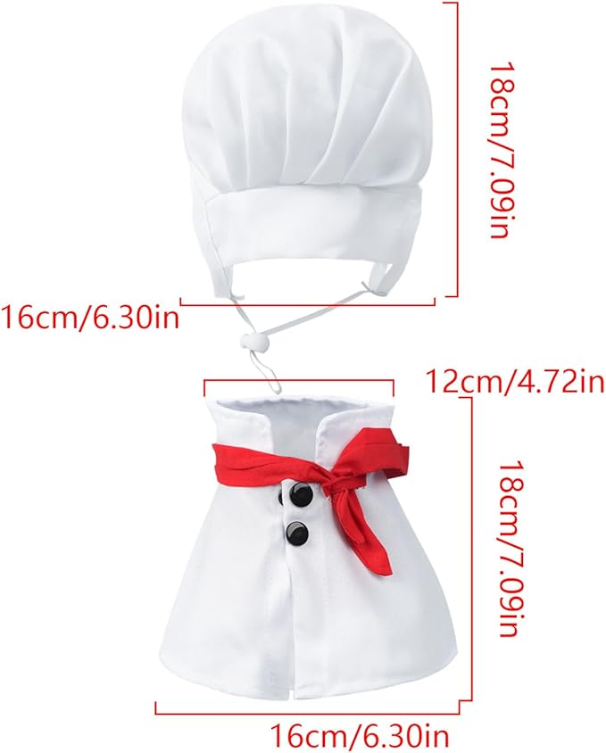 2PCS Pet Cooking Set Halloween Cosplay Pet Clothes Costume Chef Hat for Cats and Small Dogs Cap Dress Up Photo Props