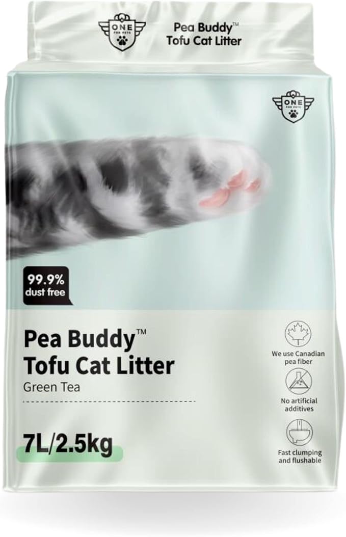 Pea Based Cat Litter, Dust Free Cat Litter, Low Tracking, and Natural Odor Control, Scented, Flushable (1 Pack, Green Tea)