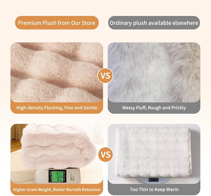 SOMAHE Cat Blanket, Reversible Sherpa & Bubble Fleece Pet Throw, Ultra-Soft Plush for Indoor Cats, Machine Washable, Anti-Static, Warm & Cozy, 22"×18" Inch White