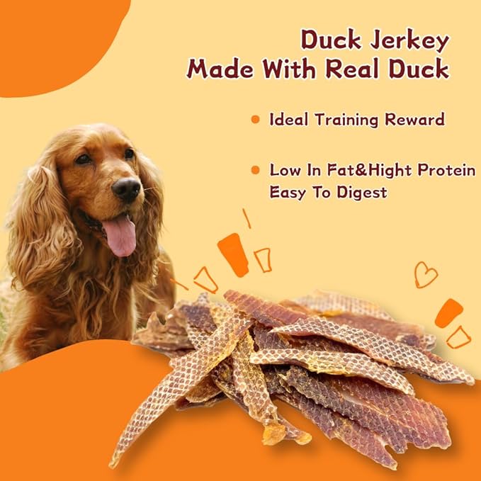 Air-Dried Duck Jerky Dog Treats, Novel Protein & Grain-Free Tender Snacks, All Natural Single Ingredient Training Reward for Sensitive Dogs, 5.29 Ounce (3 Pack x 5.29 Ounce,Chicken)