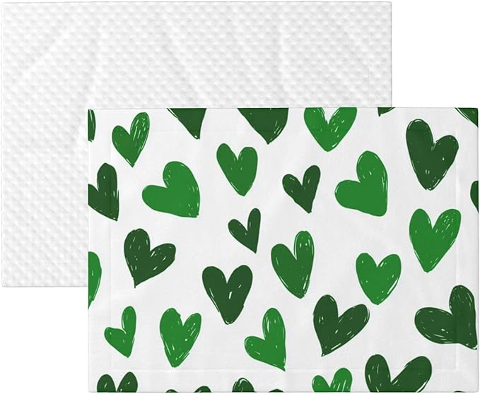 Cat Dog Blanket Green Hearts Ultra Soft Warming Mat for Indoor Pet Beds Furniture 27.6 X 19.7inch