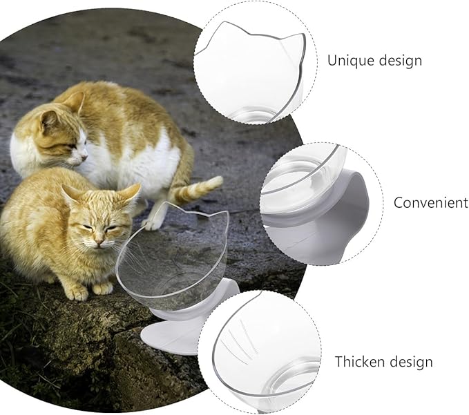 Alipis Tilted Plastic Cat Feeding Bowl Neck Guard, Whisker-Friendly Single Pet Food Bowl for Home Use