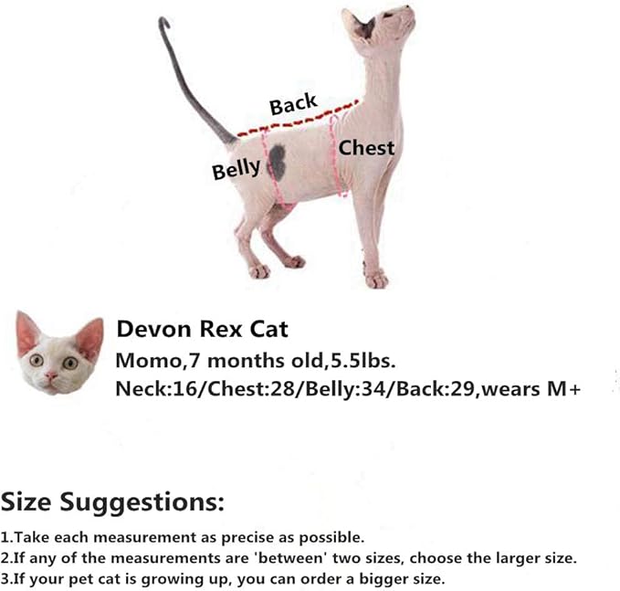 Hairless Cats Solid Cotton Camisole, Breathable Summer Tank Tops for Sphynx, Cornish Rex, Devon Rex, Peterbald, Cat Wear Hairless Cat Clothes Soft Skin-Friendly Cats Apparel Assorted Colors and Sizes