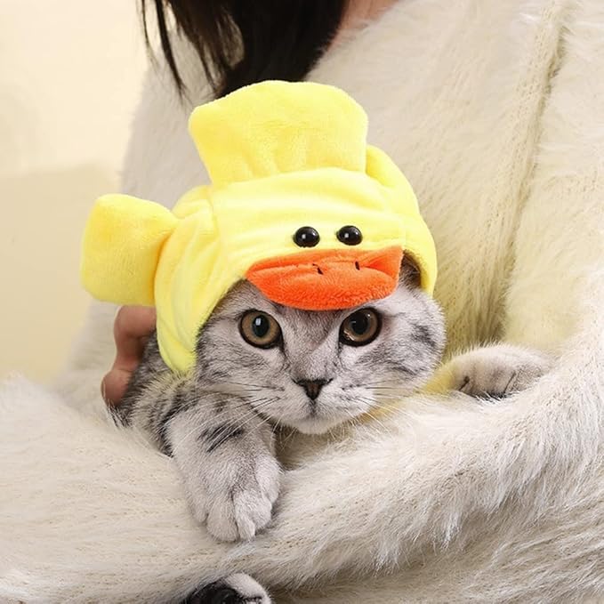 Pet Cute Hat, Cat Adorable Bunny Hat Banana Strawberry Tiger Yellow Duck Drumstick Shaped Hat for Cat Kitten Small Puppy Party Costumes Festival Birthday