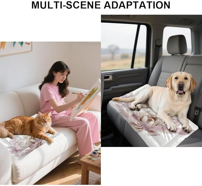 Beautiful Fresh Blooms Pet Bed Mat Easy Wash Dog Bed Outdoor Dog Flat Mat Light Purple Chrysanthemums Personalized Non- Slip Bottom Home Essentials Multi- Scenario, Multi- Model Dogs Gift Printed Car