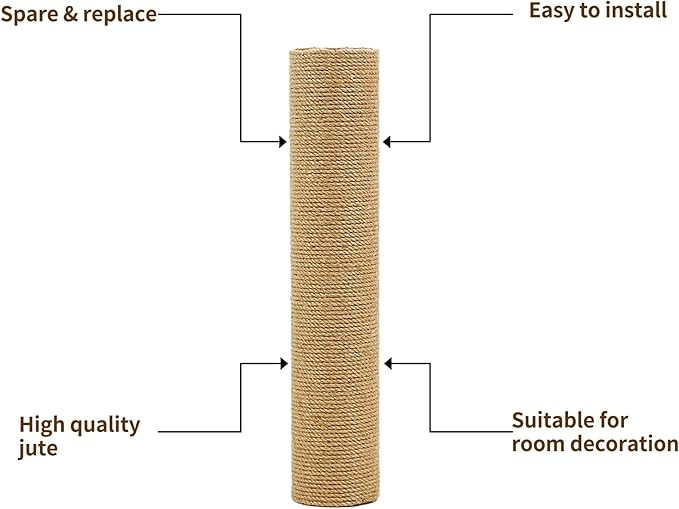 Fhiny 2PCS Cat Scratching Post Replacement 15" Natural Sisal Spare Extension Scratch Post for Cats Tree DIY Craft Refill Pole Parts Hemp Rope Scratcher Climbing Perch for Indoor Kitten White