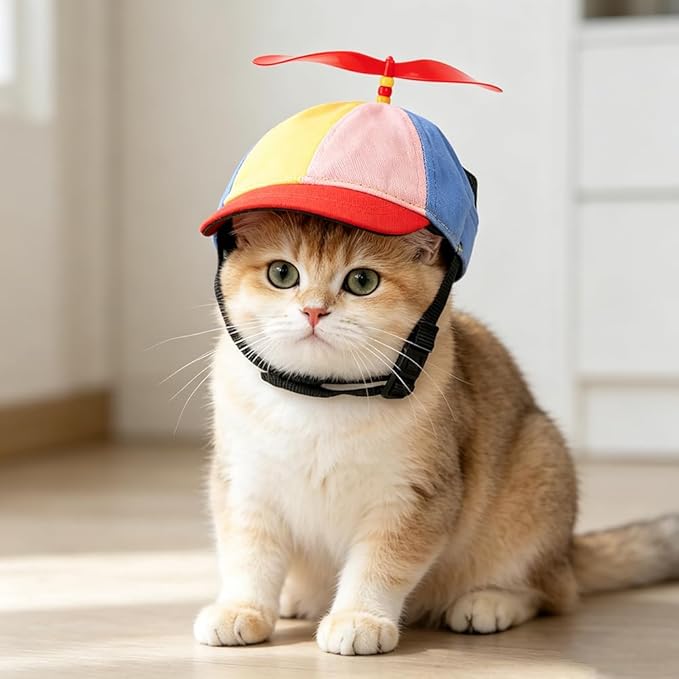 Pet Propeller Hat Cat Dog Colorful Pet Sun Protection Adjustable Baseball Cap Rainbow Pet Spinner Hat Funny Puppy Kitty Baseball Cap