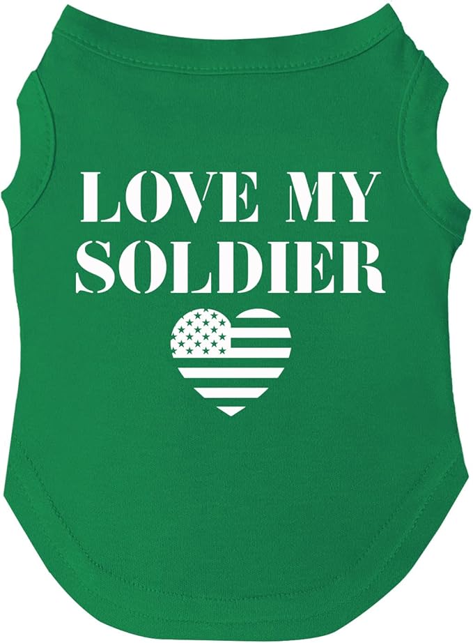 Love My Soldier Dog Tee Shirt | Sleeveless Breeds | Army | Militray | Homecoming |Green, 3X-Large 89