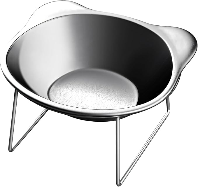 Elevated Cats Bowls Feeders Rustless Steel Bowl Stand with Weighted Base Feeding & Watering Pet Supply Rustless Steel Pet Bowl