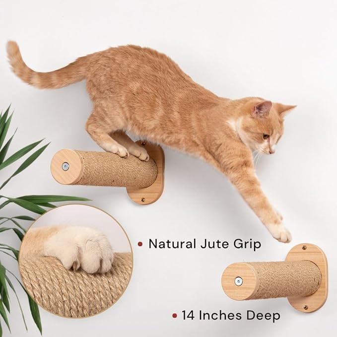 7 Ruby Road Alto Cat Wall Hammock Set — Wall Mounted Cat Shelves & Furniture with Climbing Steps for Large Cats, Holds 35 lbs, Indoor Climbing & Lounging, Replaceable Cushion
