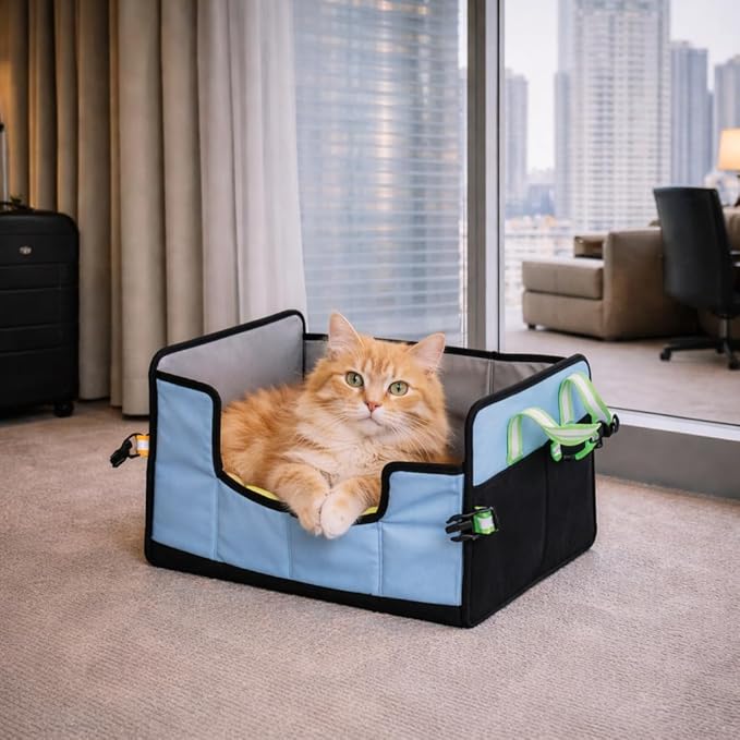 Pet Life ® 'Travel-Nest' Innovative Portable Travel Folding or Collapsible Cat and Dog Bed with Carrying Handle