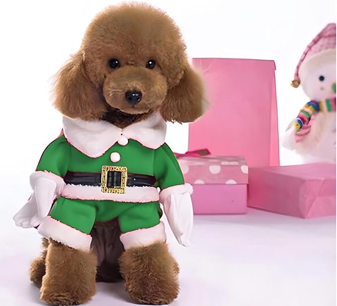 NACOCO Pet Christmas Costumes Dog Suit with Cap Santa Claus Suit Dog Hoodies Cat Xmas Costumes (Green, XL)