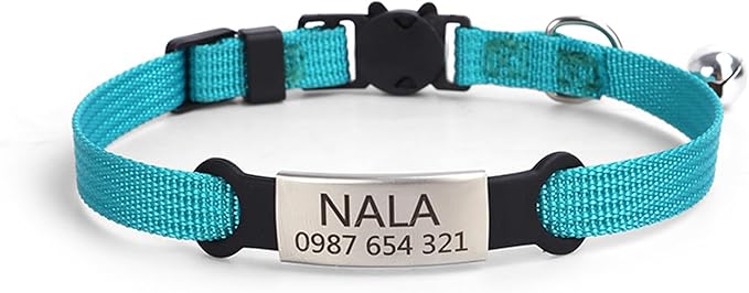 Personalized Kitten Cat Collar with Safe Breakaway Quick Release Buckle Bell ID Tag Custom Name and Phone Number for Boy Girl Cats