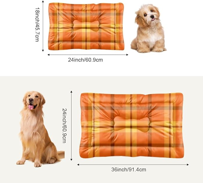 Minimalist Plaid Pattern Cat and Dog Pads Cat Calming Beds Dog Bed for Crate Rectangle Bed Non- Slip Bottom Pet Friendly Furniture Multi- Scenario Sleeping Mat Gift Printed Kennel Pad 36× 24 Inch