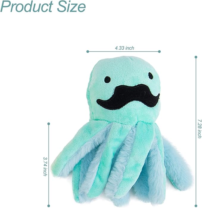 Andiker Octopus-Shaped Plush Toys with Crinkle Paper - Interactive Cat Toys for Indoor Scratching and Chewing - Kitten Gifts and Cat Lovers (Blue)