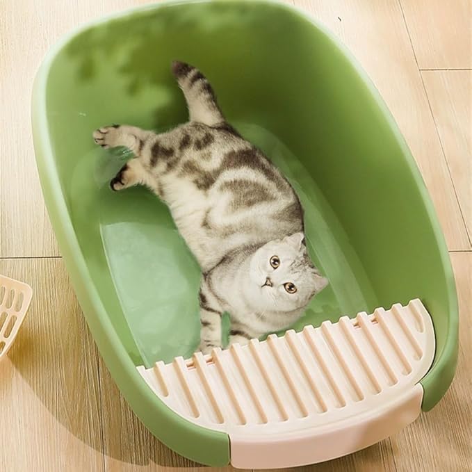 Pet Supplies, Enclosed Cat Litter Box for Large Cats, High Sided XL with Scoop(Green,Medium)