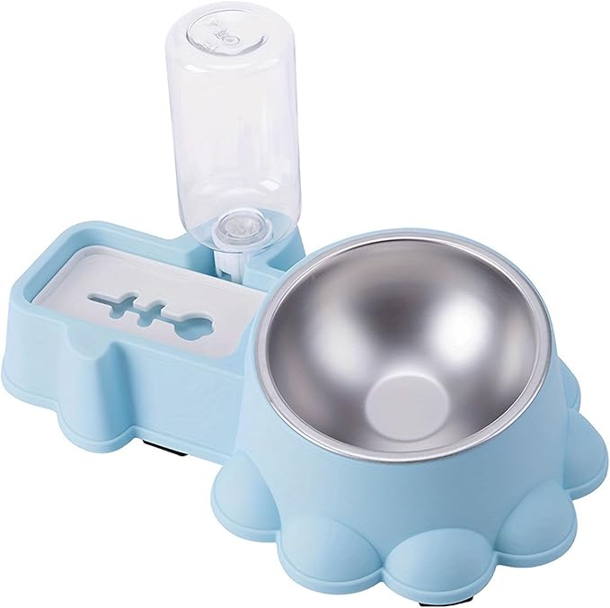 Practical Pet Double Bowl Dry Food Bowl Automatic Watering Bowl Food Bowl for Cats Feeding Dog Dish Watering Supply