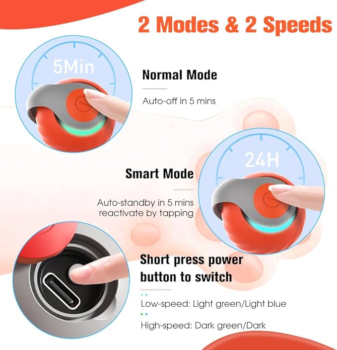 2026 New Upgrade Speedy Tail Cat Toy, Smart Interactive Pet Toys Comes with 4 Tails, Reinforced Version of The Cat Toys Balls, Two Speed Adjustment (Orange)