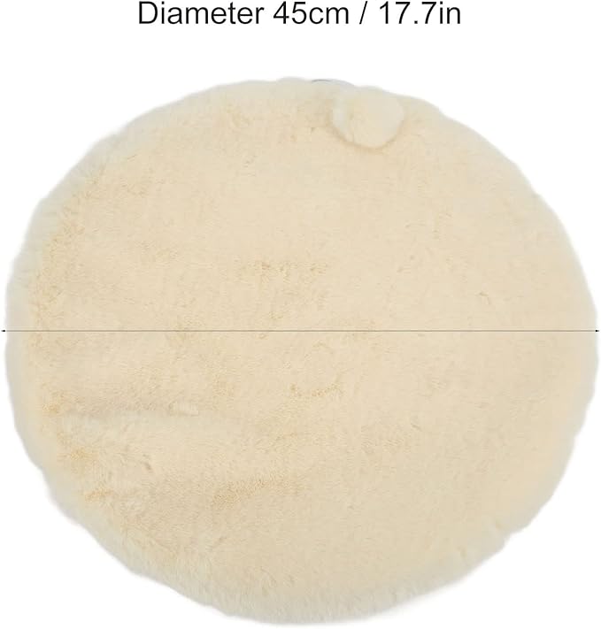 KANASI 1.6 Inch Round Faux Rabbit Fur Cat Bed, Replacement Pad for Pet Sleeping Mats for Windowsills Cages Kennels and Furniture (Cheese White)