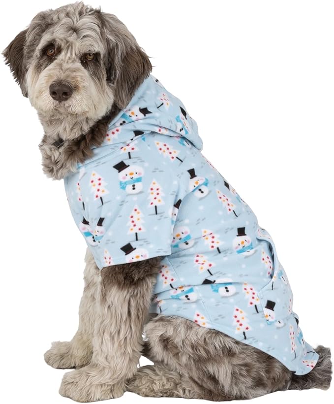 Pet Pjs - Frosty Winter Pet Pjs Fleece Hoodie Sweaters - XLarge (Fits Up to 75 lbs) - Pet - XLarge (Fits Up to 75 lbs)