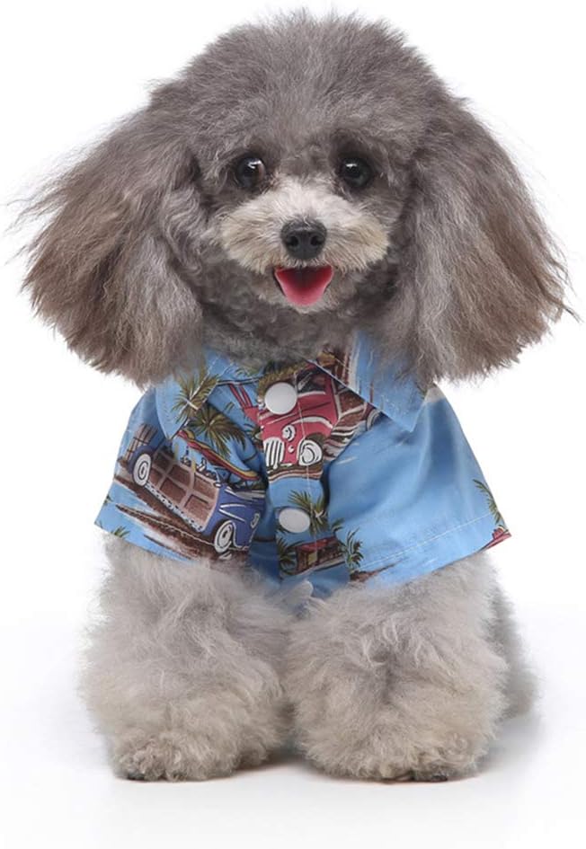 Tangpan Hawaiian Beach Coconut Tree Print Dog Shirt Summer Camp Shirt Clothes (XL-18#, Light Blue)