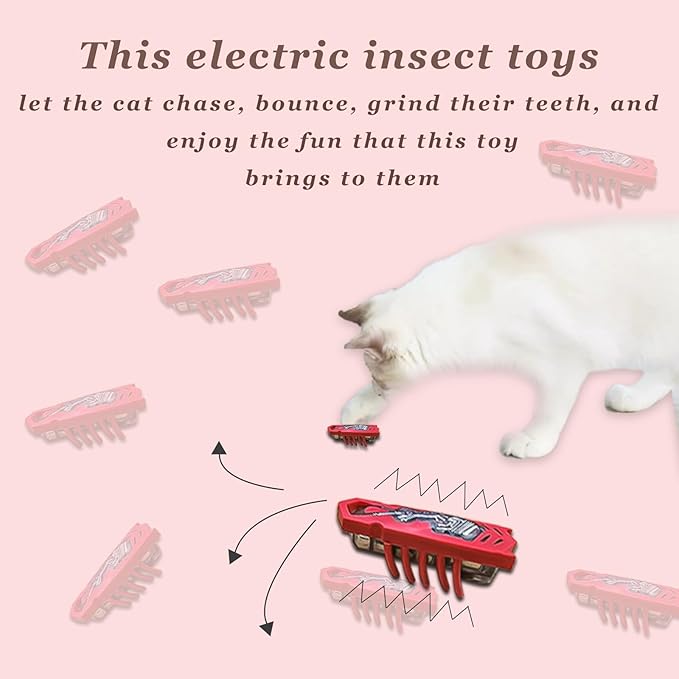 Cat Bug Toy, Cat Toys for Indoor Cats, Moving Electric Interactive Cat Toy to Kill Time and Keep Fit Automatic Cat Toy for Swatting Biting Hunting Kitten Toys, 2pcs