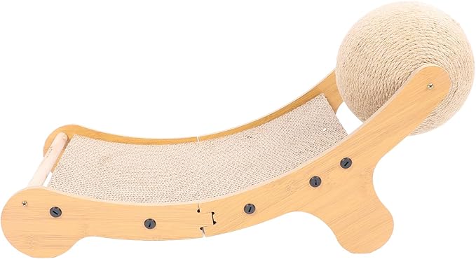 Focket Cat Scratcher Bed, Spacious Design for Large Cats Sisal Construction Protects Furniture, Cat Hammock with Toy Ball for Anxiety Relief Indoor Use