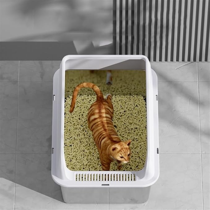 Pet Supplies, Stainless Steel Cat Litter Box,Large Metal, Non-Stick for Cats & Rabbits(Black)