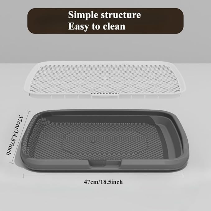 Splashproof Mesh Dog Toilet Training Pad Holder - Easy to Clean Indoor Potty Tray for Puppies Dogs & Cats(Grey)