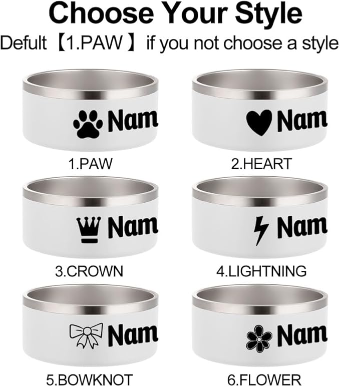 gorm Customized Pet Bowl Laser Engraved, Personalized Pet Bowl, Custom Laser Engraved Pet Bowl, Cat Bowl, Dog Bowl, Watering Dish, Gift for Pet Lover, Steel Bowl (32oz,CPB-10)
