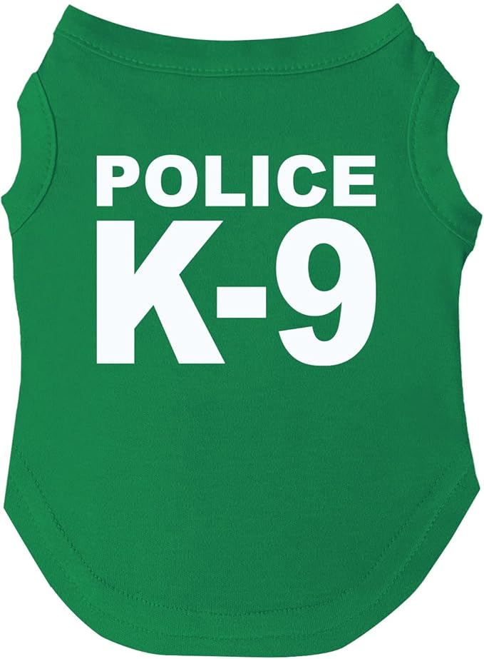 Police K-9 Dog Tee Shirt | Sleeveless | Sizes for Puppies, Toys and Large Breeds (Green, 2X-Large 93)