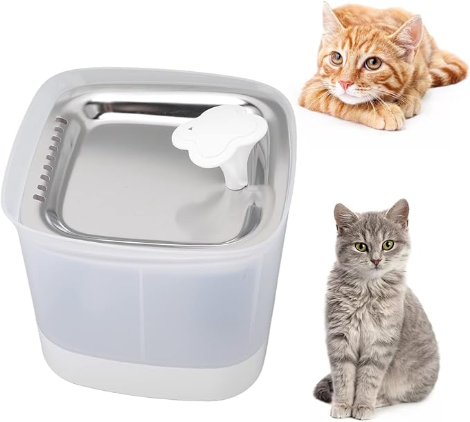 Tyenaza Pet Water Fountain, 2.5L Dog Drinking Fountain, 2 Modes Double Filtration Safe Automatic Cat Water Dispenser for Cat Dog Pet