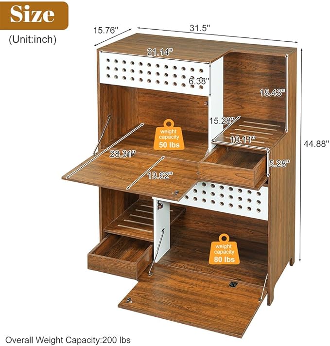 2 in 1 Cat Litter Box Enclosure Furniture, Double Hidden Litter Box Cabinet with Storage Shelf, Space Saving Wooden Cat House End Table for Indoor Use, Brown Natural,Brown