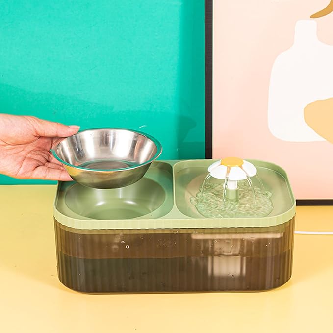 2 in 1 Cat Water Fountain Pet Water Dispenser Double Cat Bowl with Water Fountain Automatic Pet Water Dispenser Cat Food and Water Bowl Set for Cats, Dogs, Pets(#5)