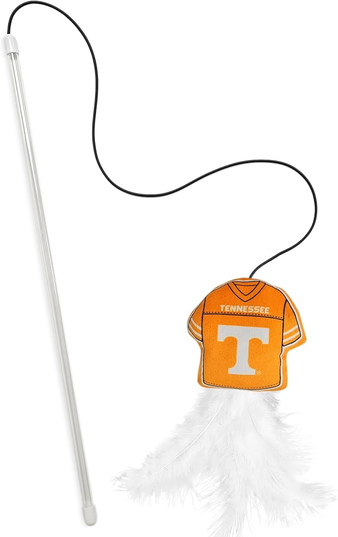 NCAA Tennessee Volunteers Team Jersey Wand with CAT NIP, Cat Toy Jersey Shaped Plush Teaser Toy for Cats & Kittens - Interactive Pet Toy for Play & Exercise