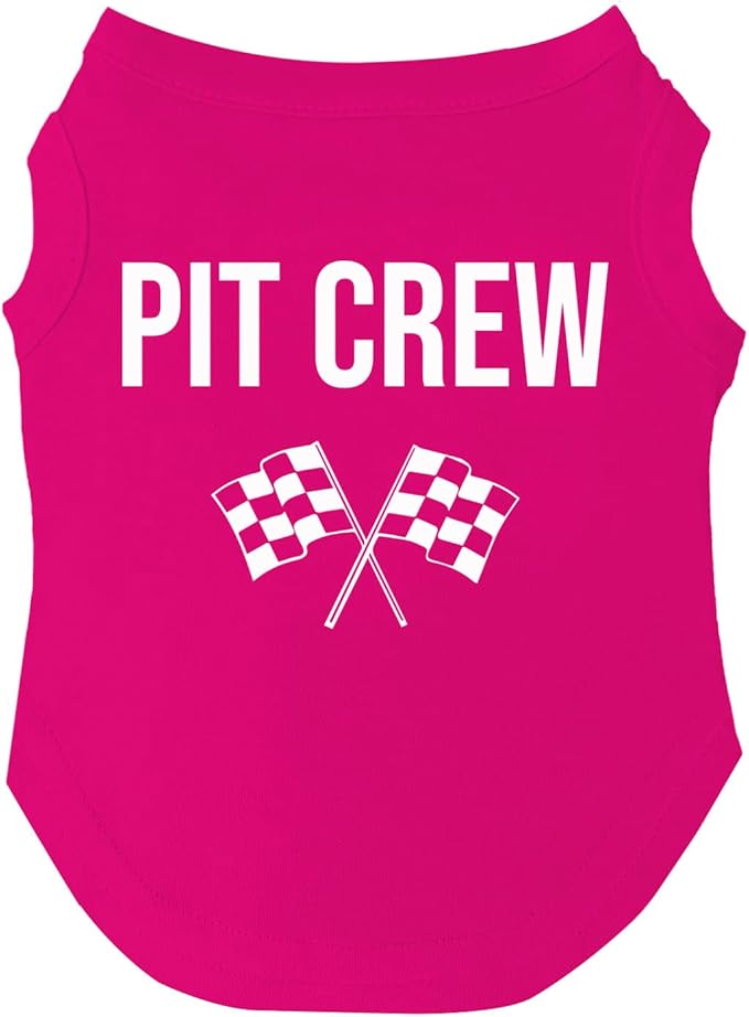 Pit Crew Dog Tee Shirt | Sleeveless | Racing | Motor Sport Fan | Trackside | Fast Lane | Birthday (Hot Pink, 2X-Large 49)