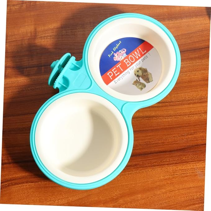 Sosoport 1pc Hanging Pet Double Bowls Large Pet Feeder for Cats and Dogs and Easy to Space-Saving Design for Convenient Feeding Cages