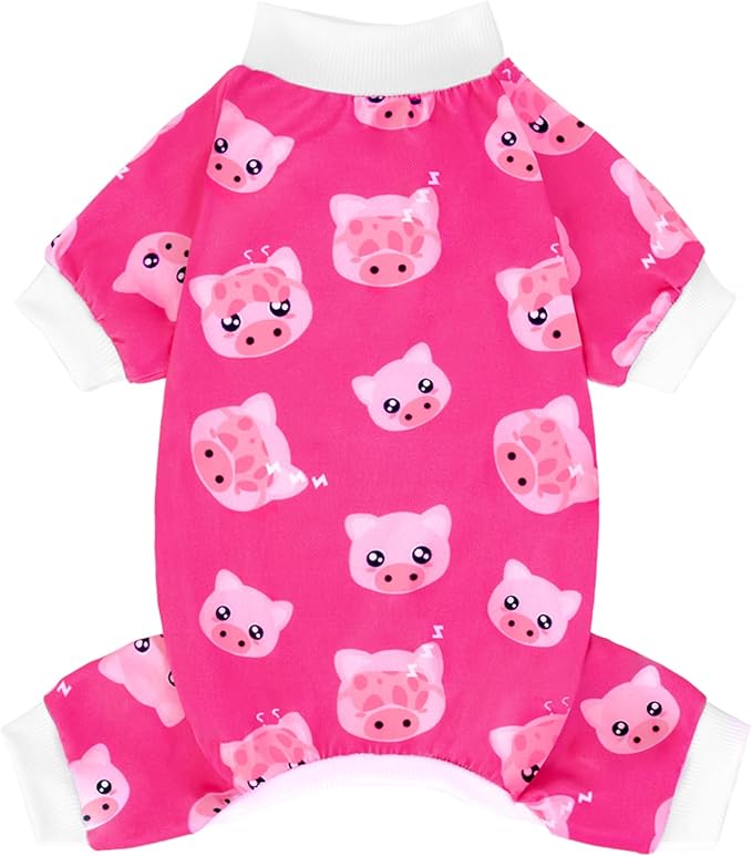 XPUDAC Dog Pajamas Soft Stretchy Pig Dog Clothes for Small Medium Dogs Pet Jumpsuit Cat Apparel-M