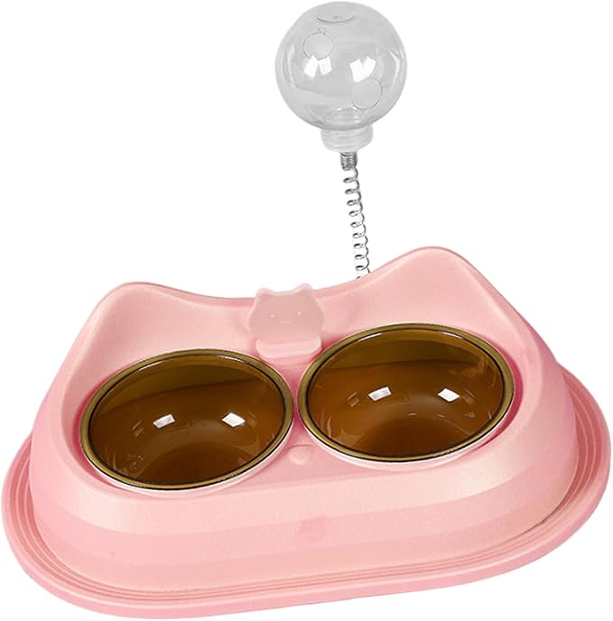 Practical Pet Double Bowl Dry Food Watering Food Feeding for Cats Feeding Dish Pet Supplies Feeding Station for Cats